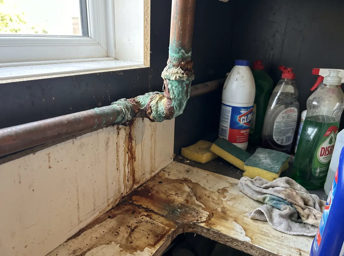 Corroded pipe before repair